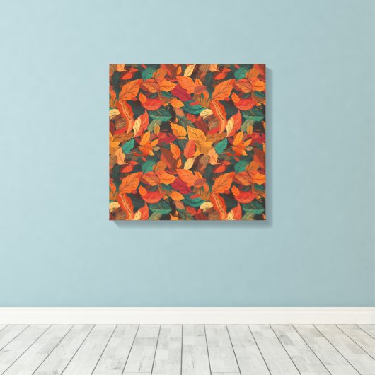 Kleurrijke val bladeren canvas afdruk (Insitu (Houten vloer))