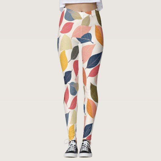 Kleurrijke val bladeren leggings (Voorkant)