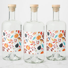 Kleurrijke val bladeren likeurfles etiket