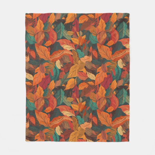 Kleurrijke val bladeren medium fleece deken (Voorkant)