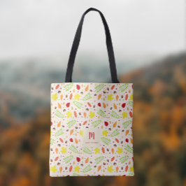 Kleurrijke val bladeren patroon met aangepaste naa tote bag