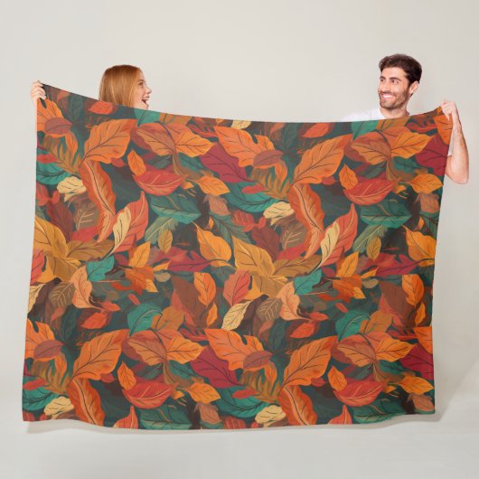 Kleurrijke val laat groot fleece deken (In situ)