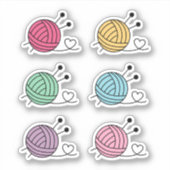 Kleurrijke val van het Knitting Yarn-vaartuig, set Sticker (Voorkant)