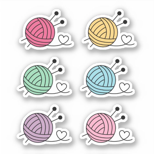 Kleurrijke val van het Knitting Yarn-vaartuig, set Sticker (Voorkant)