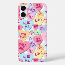 KLEURRIJKE VALENTIJN BERICHT HARTEN CANDY iPhone 16 PLUS HOESJE
