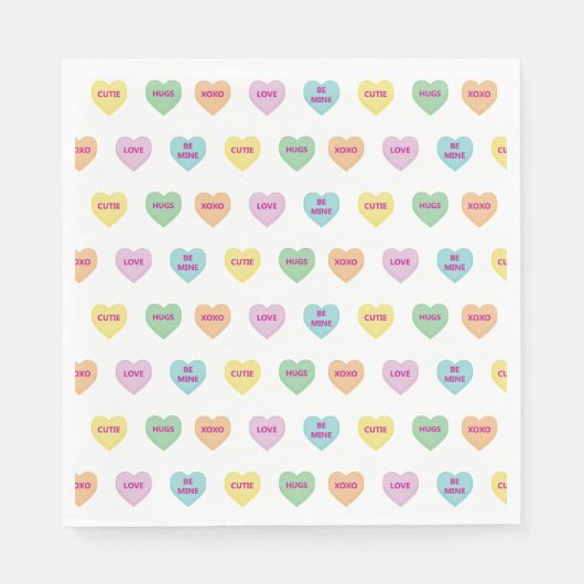 Kleurrijke Valentijn Gespreksharten Servet (Voorkant)