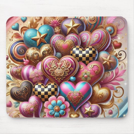 KLEURRIJKE VALENTIJNSDAG HARTEN MUISMAT (Voorkant)