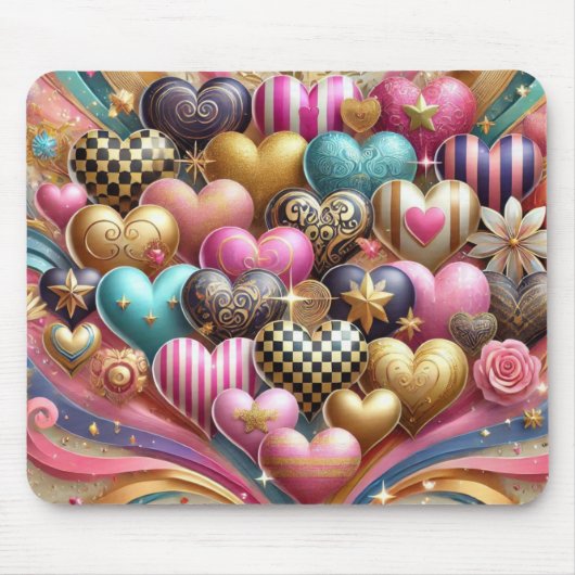 KLEURRIJKE VALENTIJNSDAG HARTEN MUISMAT (Voorkant)
