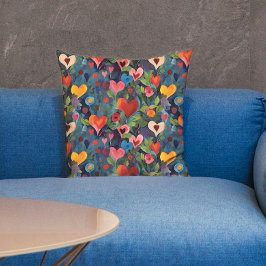 Kleurrijke Valentijnsdag Love Hearts Pattern Paint Kussen