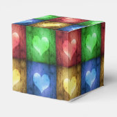 Kleurrijke Valentijnsdag Rustic Hearts Bedankdoosjes (Achterkant)