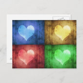 Kleurrijke Valentijnsdag Rustic Hearts Briefkaart (Voorkant / Achterkant)