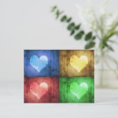 Kleurrijke Valentijnsdag Rustic Hearts Briefkaart (Staand voorkant)