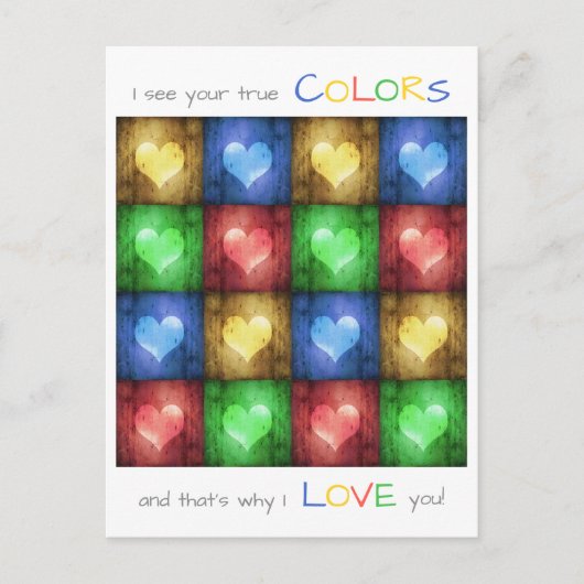 Kleurrijke Valentijnsdag Rustic Hearts Briefkaart (Voorkant)