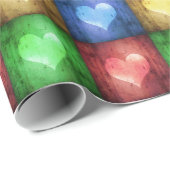 Kleurrijke Valentijnsdag Rustic Hearts Cadeaupapier (Rol Hoek)