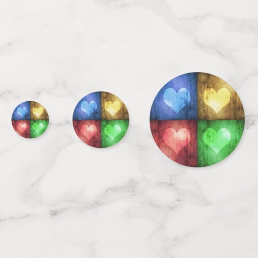 Kleurrijke Valentijnsdag Rustic Hearts Confetti (Achterkanten)