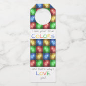 Kleurrijke Valentijnsdag Rustic Hearts Flessenhanger (Voorkant)