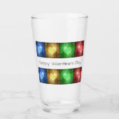Kleurrijke Valentijnsdag Rustic Hearts Glas (Voorkant)