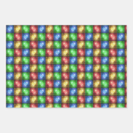 Kleurrijke Valentijnsdag Rustic Hearts Inpakpapier Vel