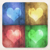 Kleurrijke Valentijnsdag Rustic Hearts Kartonnen Onderzetters (Voorkant)