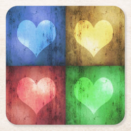 Kleurrijke Valentijnsdag Rustic Hearts Kartonnen Onderzetters