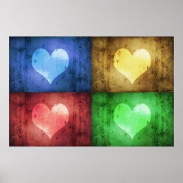 Kleurrijke Valentijnsdag Rustic Hearts Poster