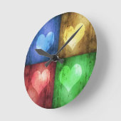 Kleurrijke Valentijnsdag Rustic Hearts Ronde Klok (Hoek)