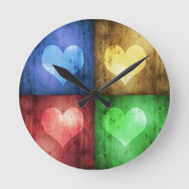 Kleurrijke Valentijnsdag Rustic Hearts Ronde Klok
