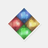 Kleurrijke Valentijnsdag Rustic Hearts Servetten (Hoek)