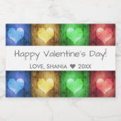 Kleurrijke Valentijnsdag Rustic Hearts Voedselcontainer Etiket (Enkel label)