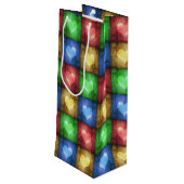 Kleurrijke Valentijnsdag Rustic Hearts Wijn Cadeautas (Achterkant Gekanteld)