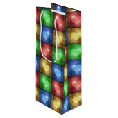 Kleurrijke Valentijnsdag Rustic Hearts Wijn Cadeautas (Voorkant Gekanteld)