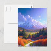 Kleurrijke Valley en Majestic Snowy Peak Briefkaart (Voorkant / Achterkant)