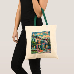 Kleurrijke Van Gogh Retro Charleston Rainbow Row S Tote Bag