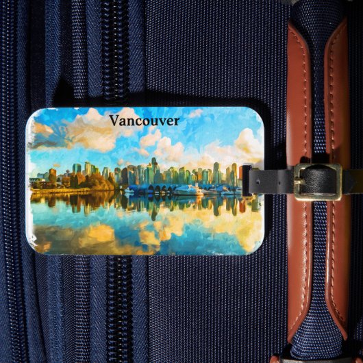 Kleurrijke Vancouver Canada Panorama Uitzicht Bagagelabel (Voorkant Insitu 4)