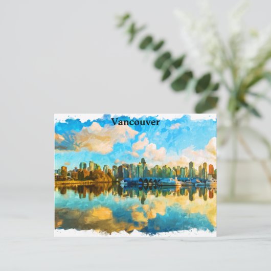Kleurrijke Vancouver Canada Panorama Uitzicht Briefkaart (Staand voorkant)