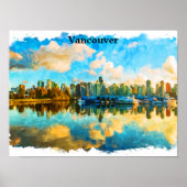 Kleurrijke Vancouver Canada Panorama Uitzicht Poster (Voorkant)