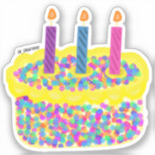 Kleurrijke Vanille Verjaardagstaart Sticker (Voorkant)