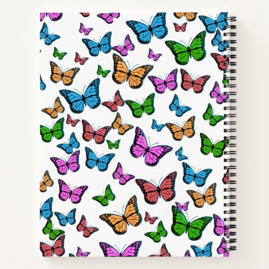Kleurrijke variëteit van roze Paarse blauwe vlinde Notitieboek (Achterkant)