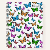 Kleurrijke variëteit van roze Paarse blauwe vlinde Notitieboek (Voorkant)