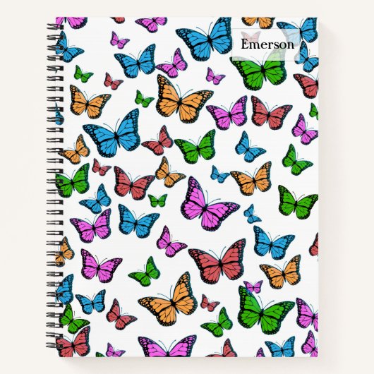 Kleurrijke variëteit van roze Paarse blauwe vlinde Notitieboek (Voorkant)