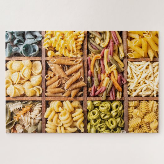 Kleurrijke variëteiten pasta-voedsel legpuzzel (Horizontaal)