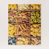 Kleurrijke variëteiten pasta-voedsel legpuzzel (Verticaal)
