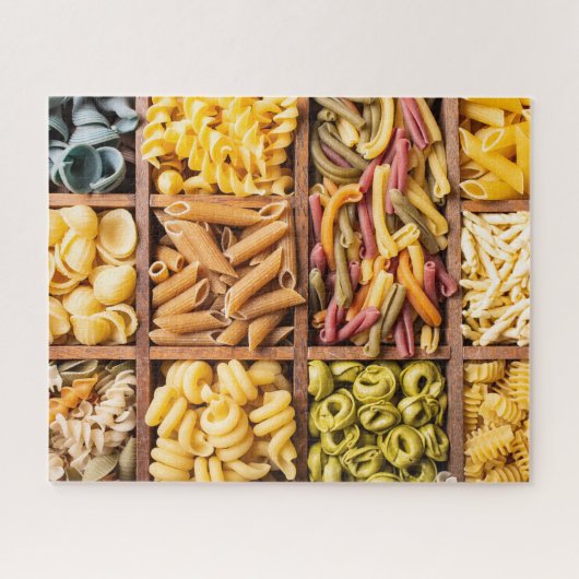 Kleurrijke variëteiten pasta-voedsel legpuzzel (Horizontaal)