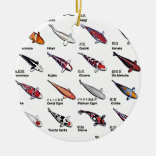 Kleurrijke Variëteiten van Koi Fish Nishikigoi Tek Keramisch Ornament