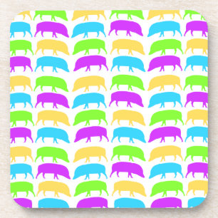 Kleurrijke Varkens Geel Groen Paars Blauw Kurk C Bier Onderzetter