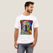 Kleurrijke Vector Robot Illustratie T-shirt (Voorkant volledig)