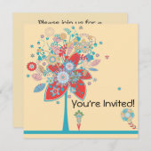 kleurrijke vectorbloemboom met kleurversie 2 kaart (Voorkant / Achterkant)