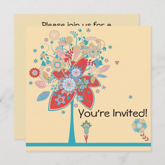 kleurrijke vectorbloemboom met kleurversie 2 kaart (Voorkant / Achterkant)