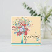 kleurrijke vectorbloemboom met kleurversie 2 kaart (Staand voorkant)