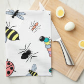 Kleurrijke vectorbuikjes en vlinders theedoek (Quarter Fold)